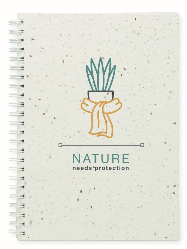 Bloco A5 com capa de papel de sementes