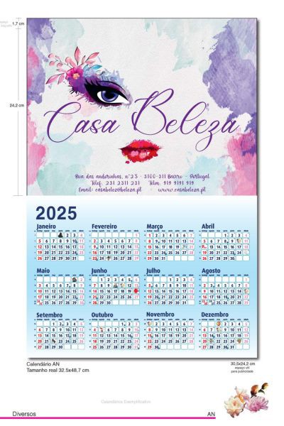 calendário com publicidade